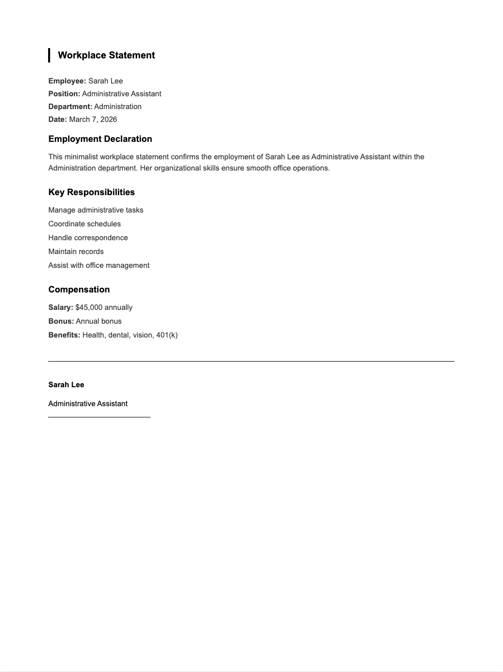 Black white minimal workplace statement